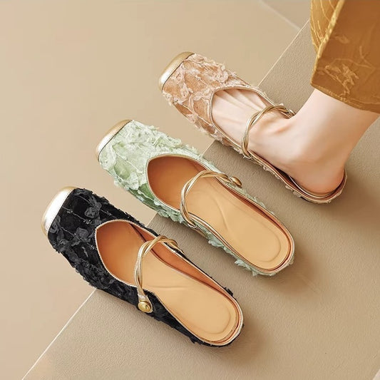Soft Sole French Elegant Retro Baotou Slippers