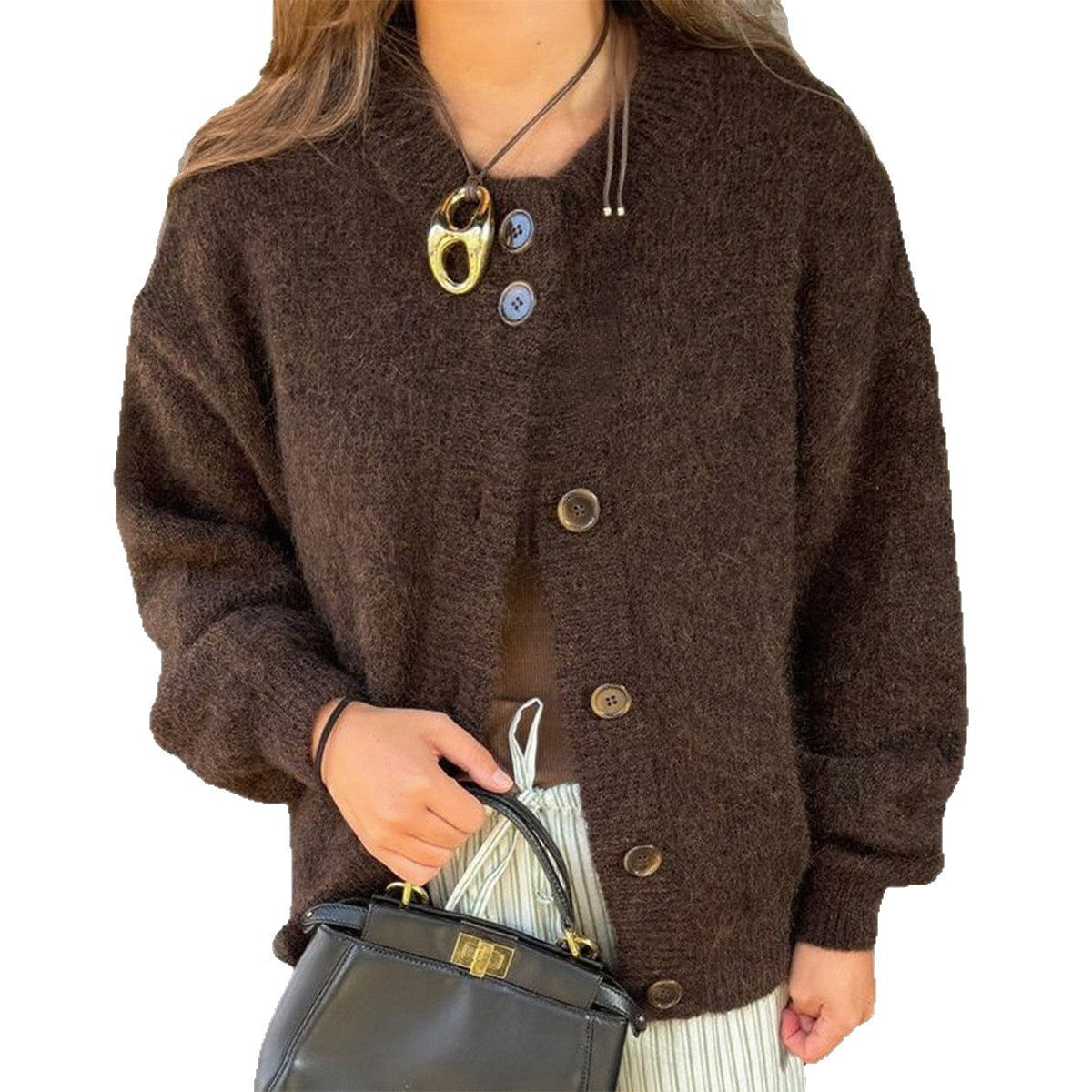 Casual Simple Buttons Long Sleeve Coat Sweater