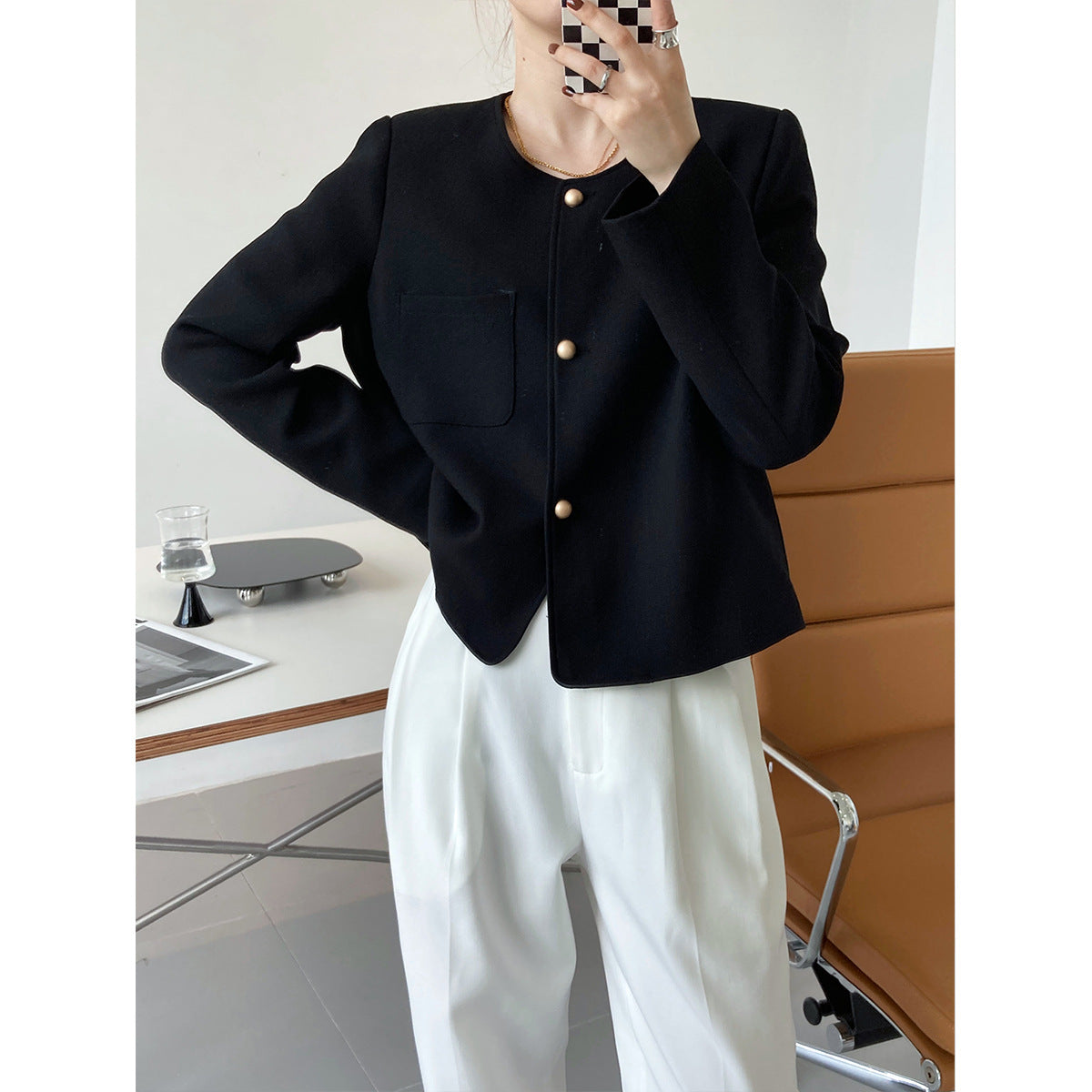 Parisian Chic Woolen Short Cardigan Jacket