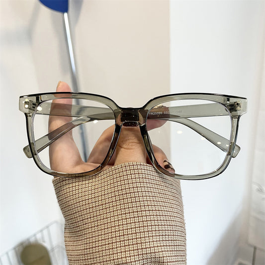 Women's Simple Fashion Transparent Large Black Frame Myopia Glasses