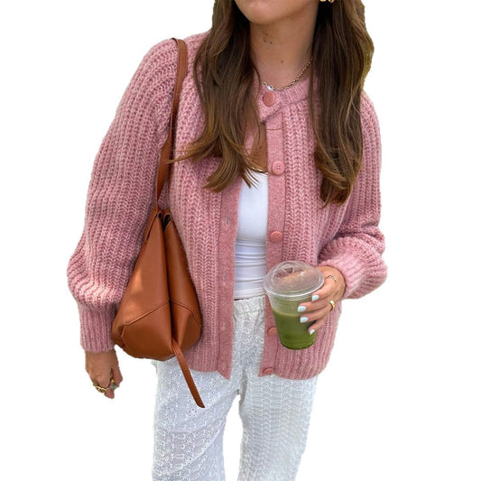 Minimalist Long Sleeve Button Shirt Sweater Women's Clothing