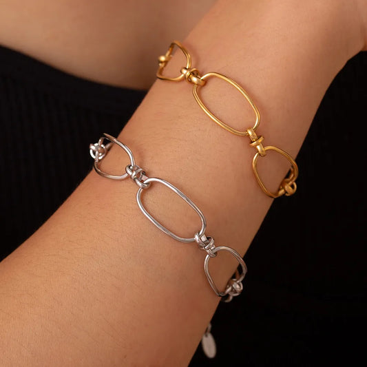 Gold & Silver Titanium Steel Chain Bracelet