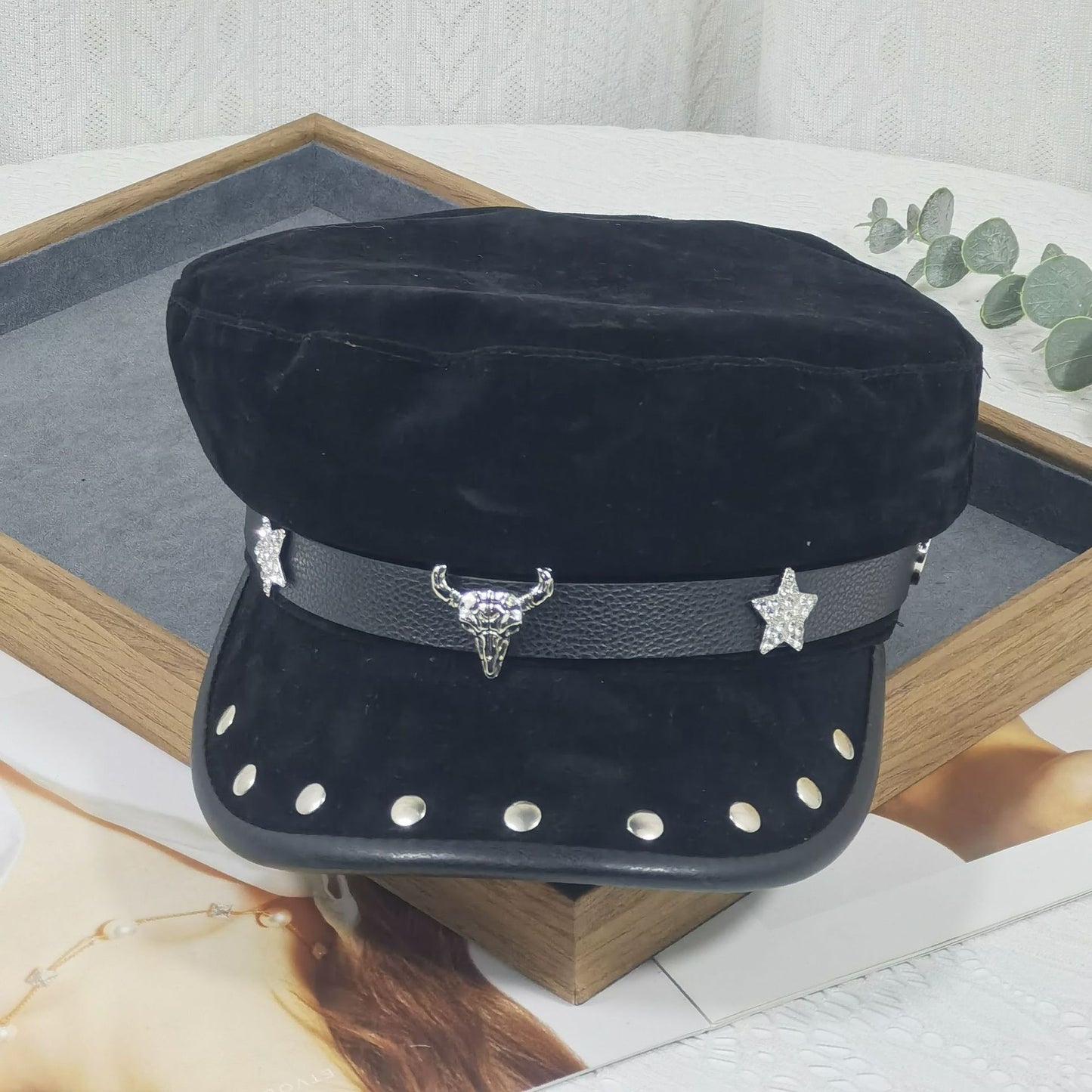 Wide Brim Peaked Cap