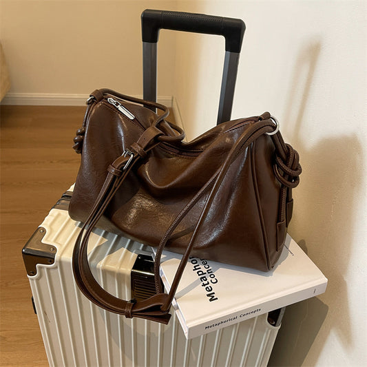 Simple Texture Hobo Fashion All-matching Large Crossbody Bag