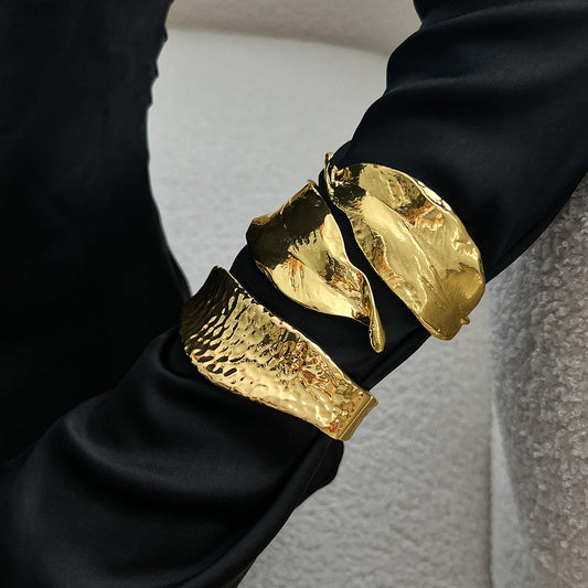 Irregular Leaf Wide Cuff Bracelet