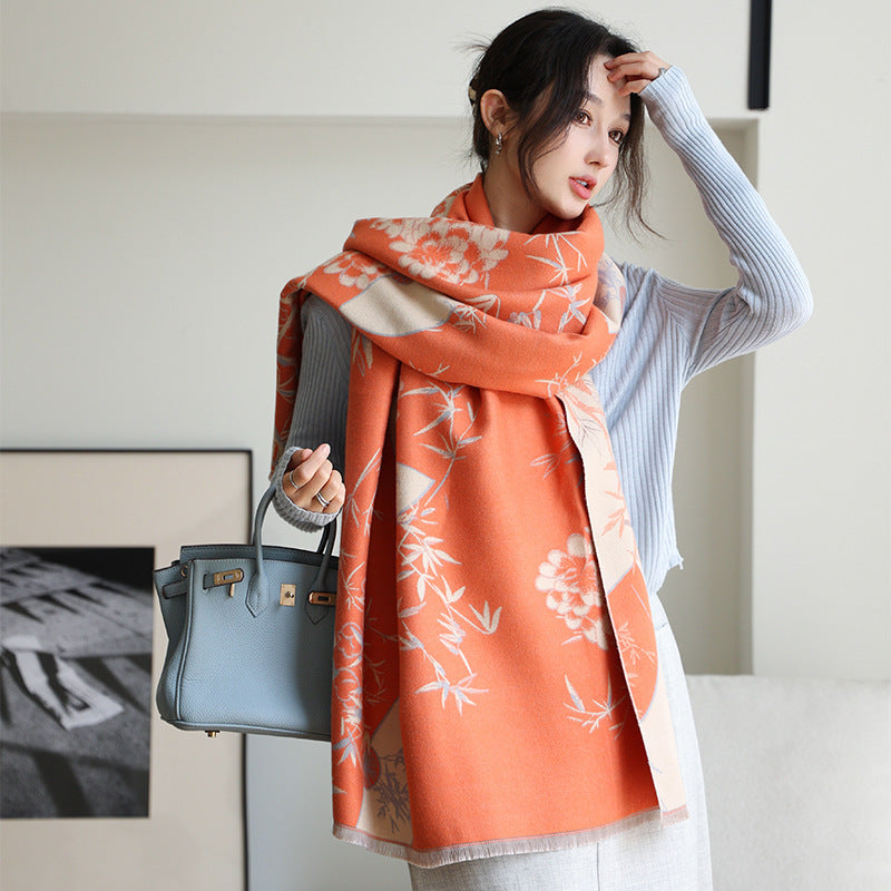 Age-reducing Yellow Cashmere-like Thick Warm Scarf