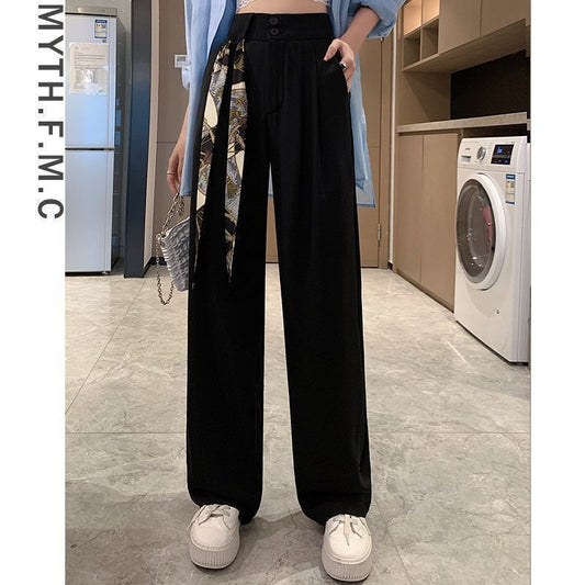 High Waist Narrow Version Ice Silk Wide-leg Pants Drape