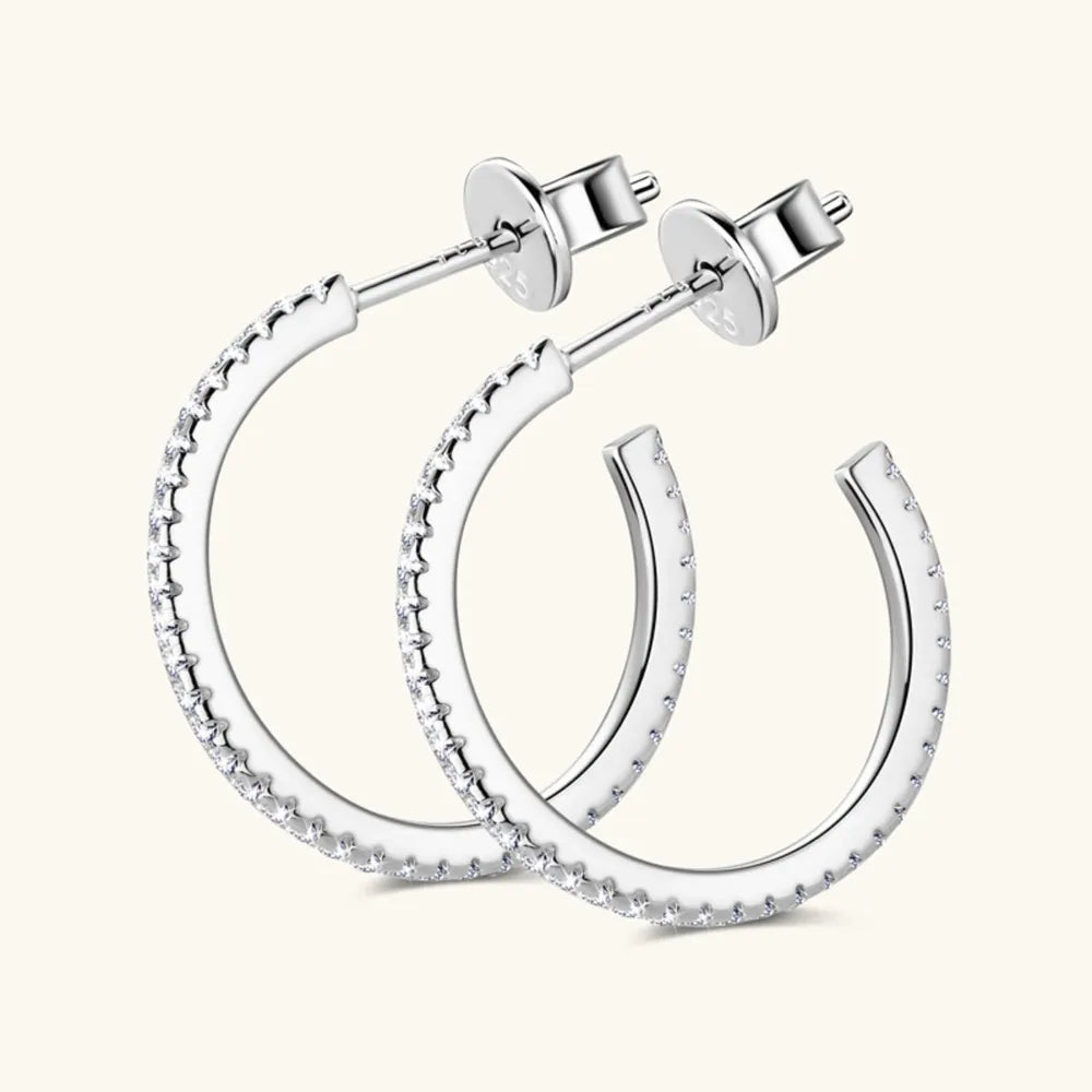 Sterling Silver Moissanite Hoop Earrings