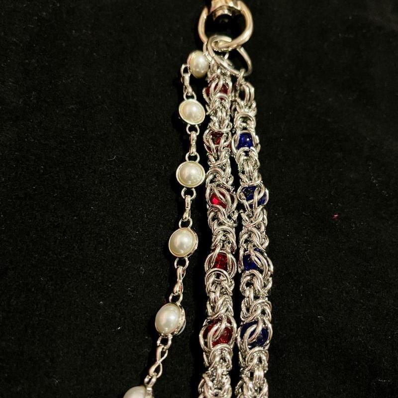 Three-layer Luxury Clip Beads Denim Pants Chain Heavy Industry Punk