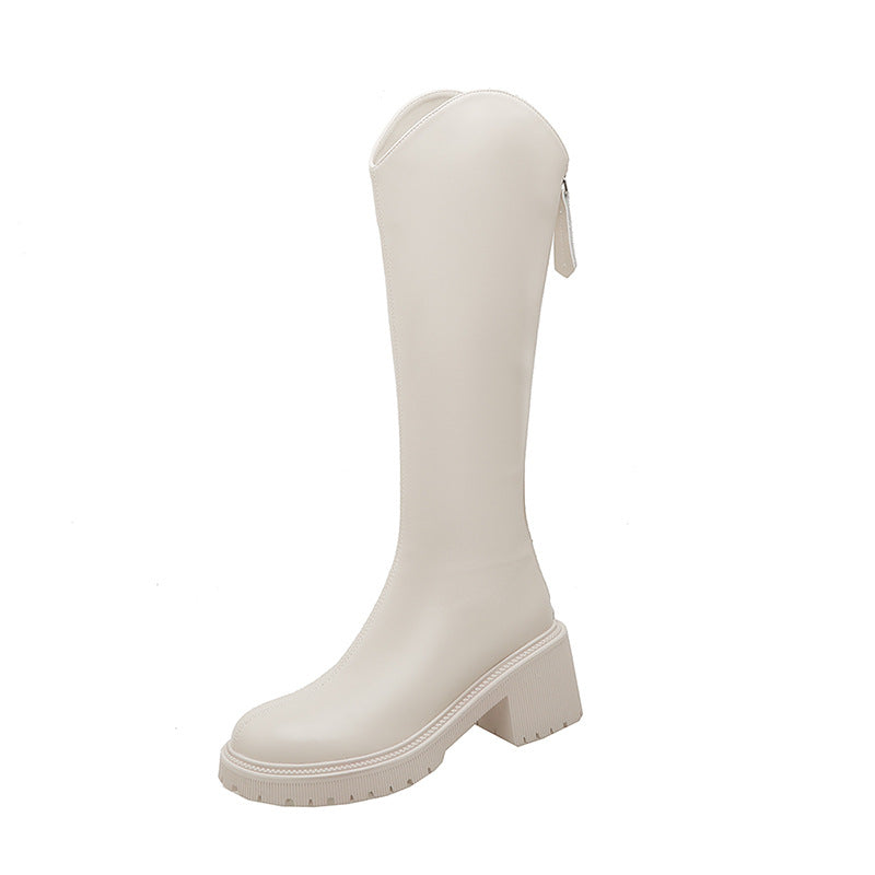 High Boots Women's High Boots Western Cowboy Boots Chunky Heel Boots v Mouth Elastic Skinny Boots