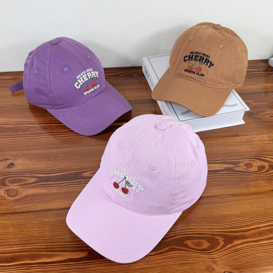 Cute Cartoon Embroidery Cherry Baseball Cap For Women