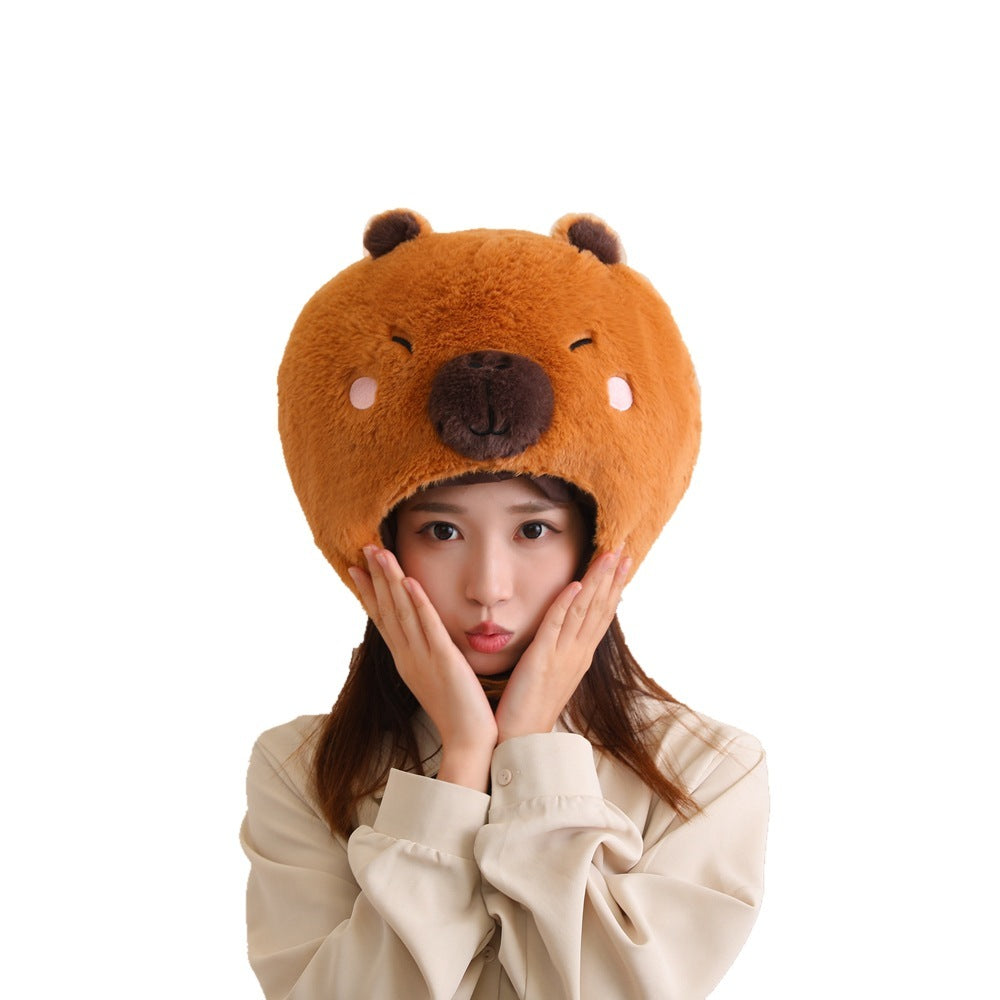 Cute Capybara Head Cover Hat Cartoon Photography Performance Props