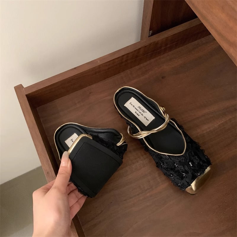 Soft Sole French Elegant Retro Baotou Slippers