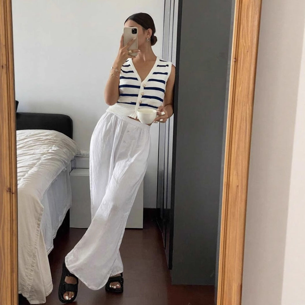 Spring And Summer Knitted Striped Vest Female Europe And America Cross Border Foreign Trade