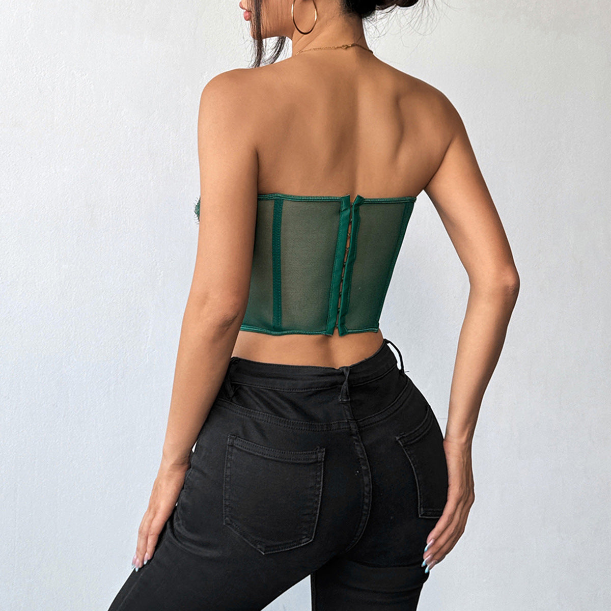 Elegant Green Lace Corset Top