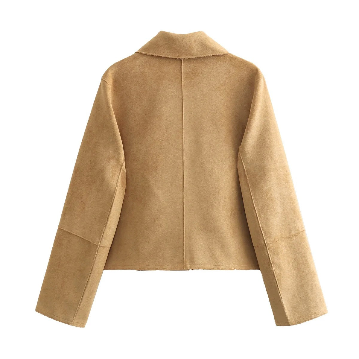 Chic Suede Elegance Dual Pocket Jacket