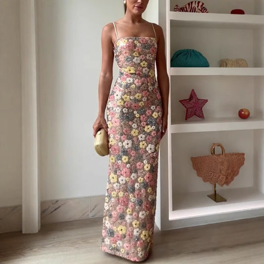 Fitted Long Sequin Party Dress