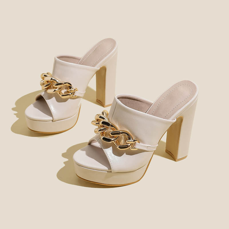 Chic Round Toe Platform Sandals