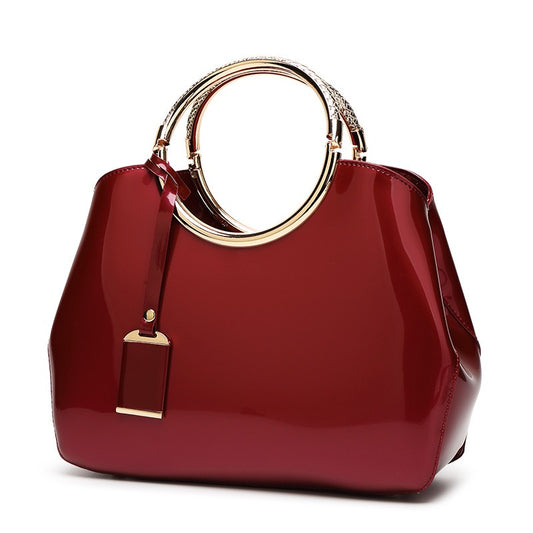 Glossy Ring Handle Tote Bag