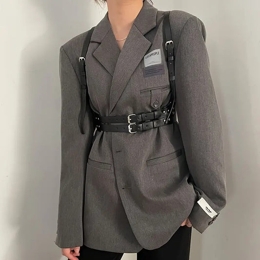 Double Layer Buckle Leather Strap Belt