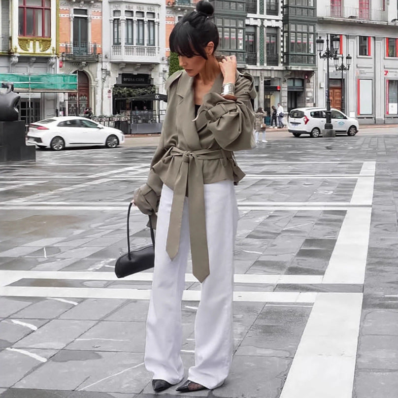 Chic Lace Up Trench Jacket