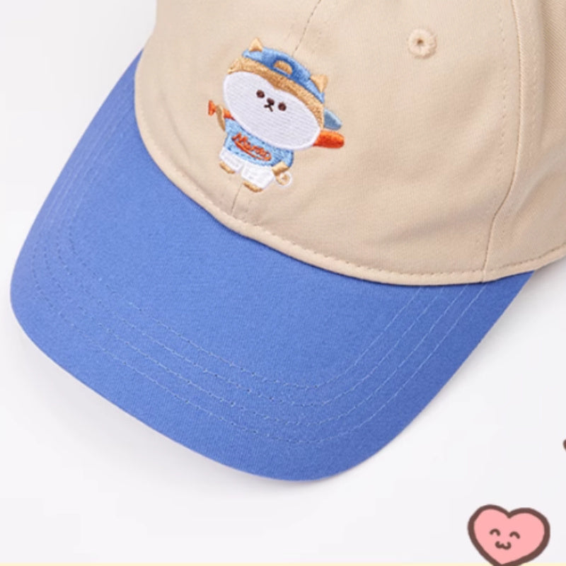 Cartoon Embroidery Big Head Circumference Color Matching Sun-proof Peaked Cap