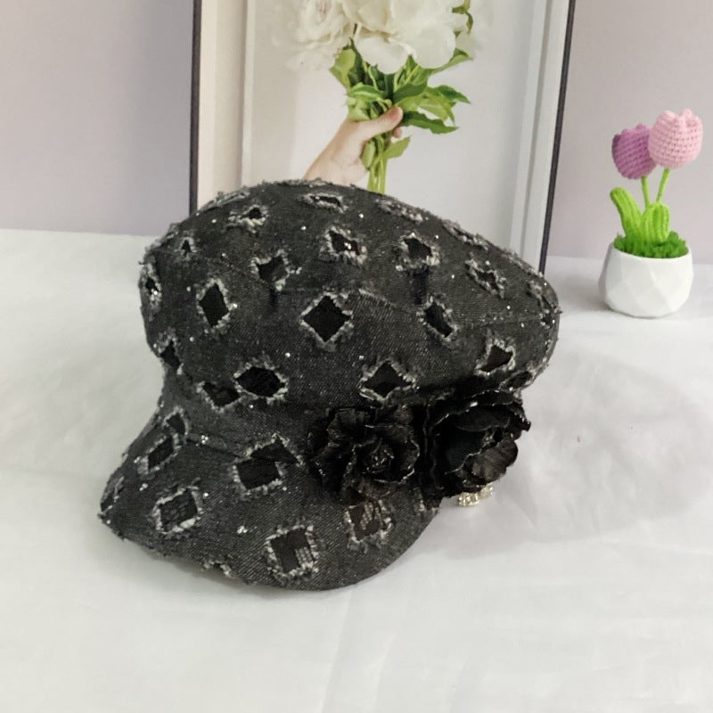 Octagonal Cap Hole Denim Hat