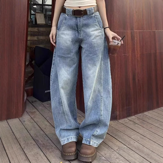 American Retro Loose Straight Machete Jeans