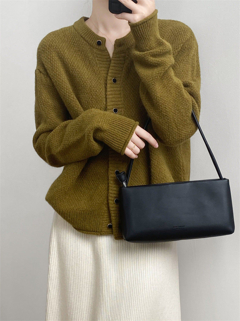 All-matching Short Round Neck Knitted Coat Top