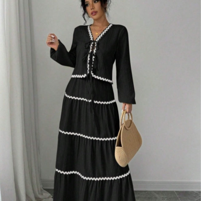 Layered Lace Lantern Sleeve Set