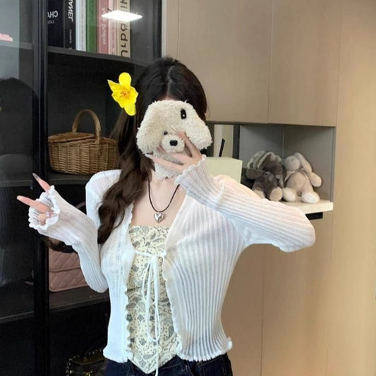 Design Sense Knotted Short Blouse Sweet Style Top