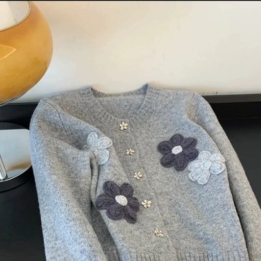 Women's Korean-style Flower Loose Sweater Autumn And Winter