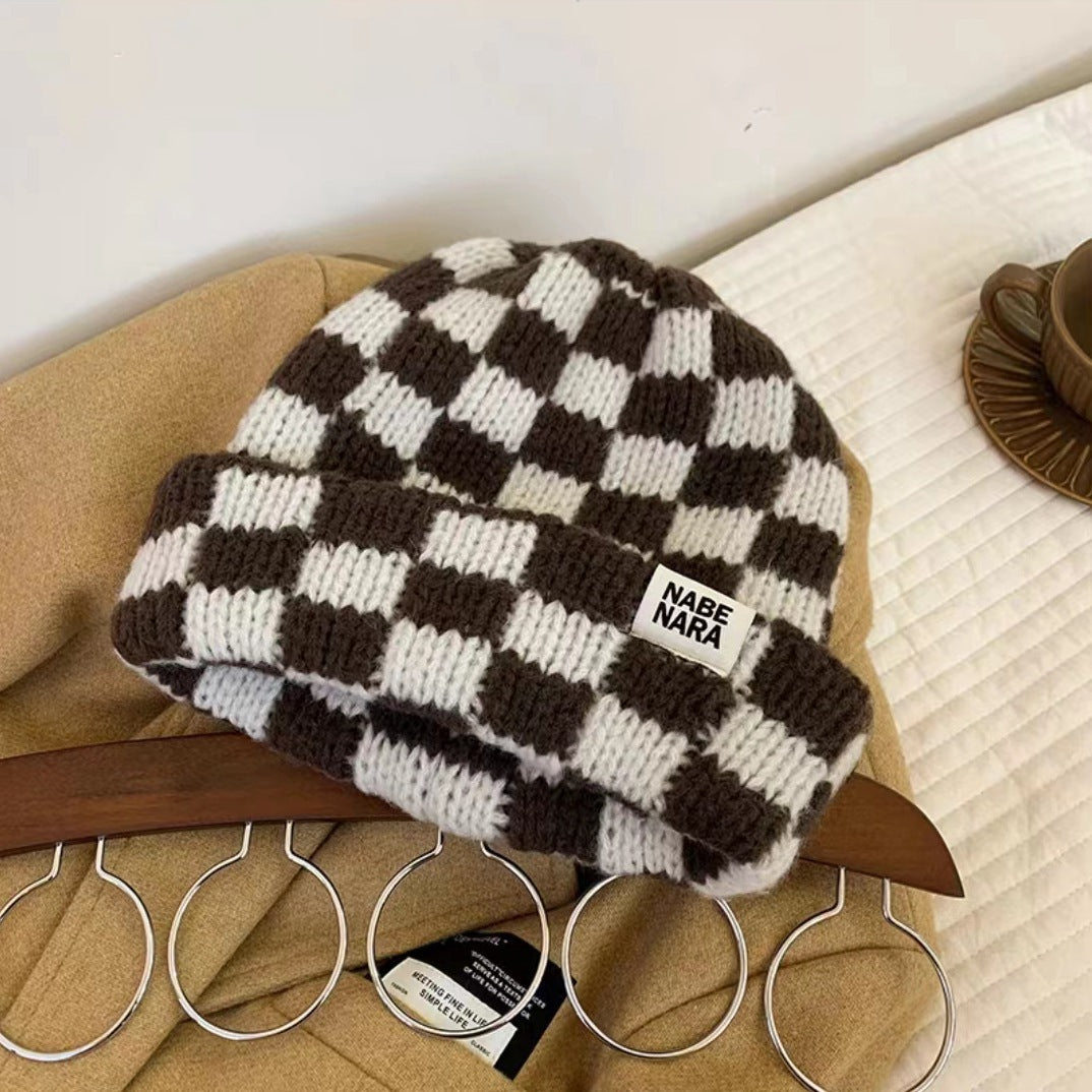 Chessboard Plaid Knitted Hat