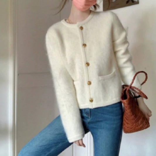Women's Short Shoulder Knitted Cardigan Idle Style Casual Jacket