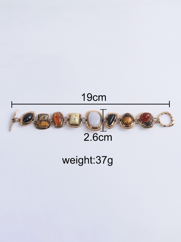 Fashion personality geometric metal stone bracelet