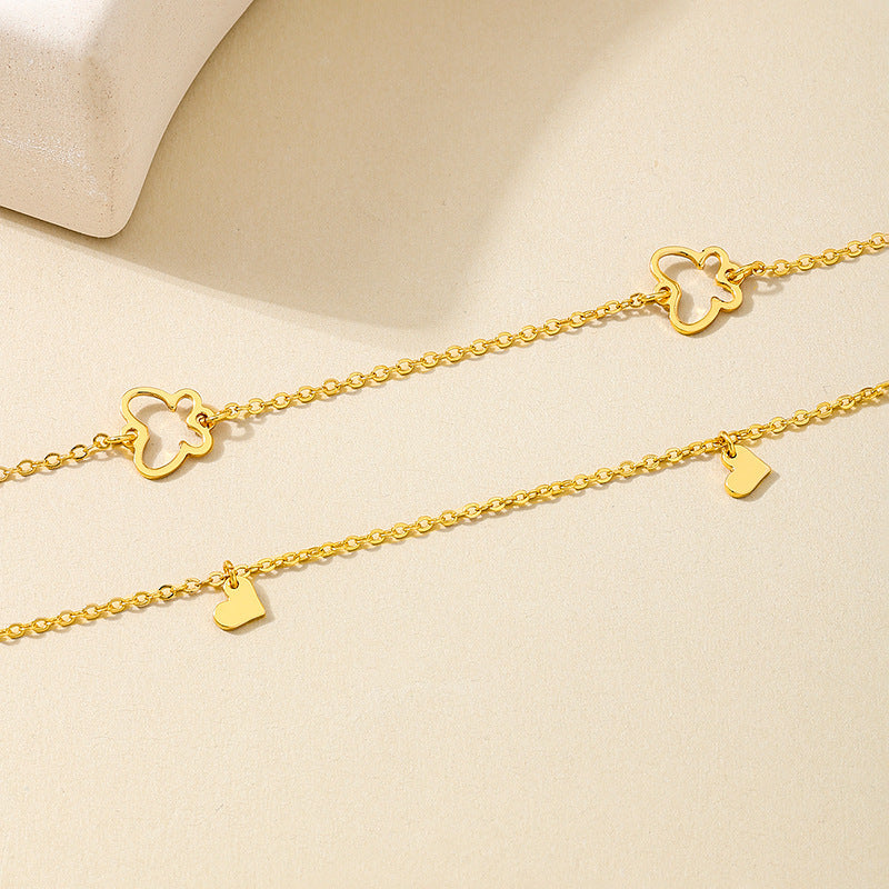Gold hollow butterfly heart necklace