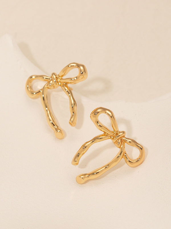Gold bow earrings