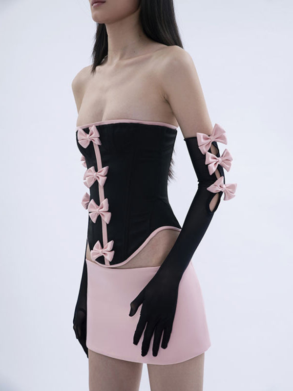 Chic Bow Detail Two-Piece Outfit