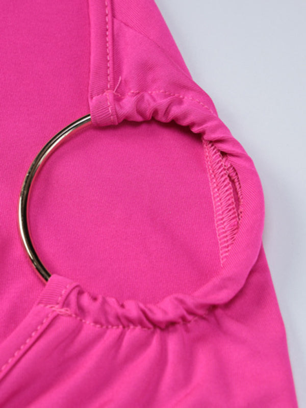 Backless pleated slim fit dress