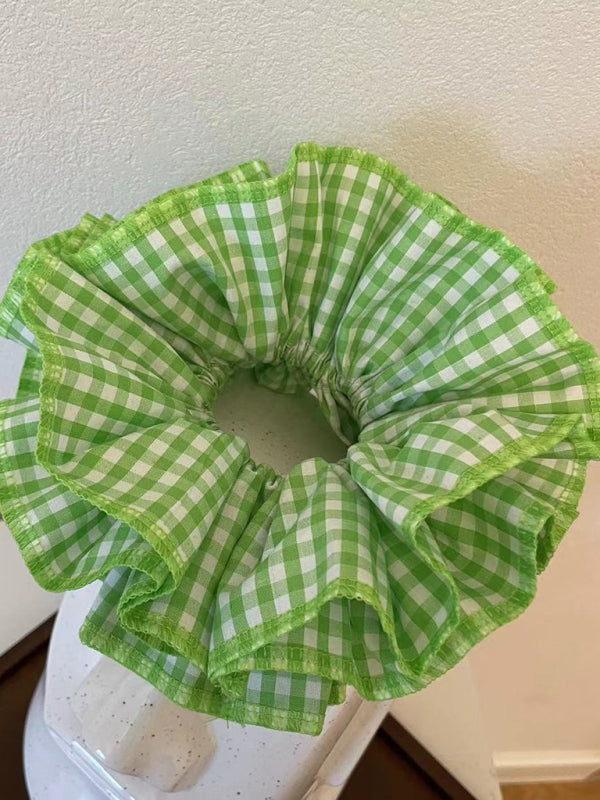 Four layer plaid lace hair tie