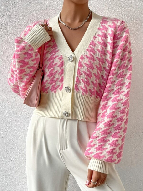 Houndstooth Knit Cardigan