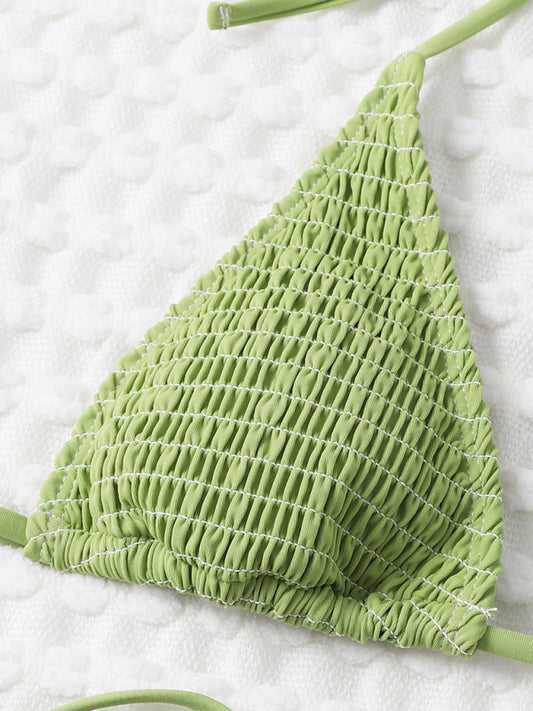 Women's Elastic wrap suspenders sexy lace-up two-piece bikini