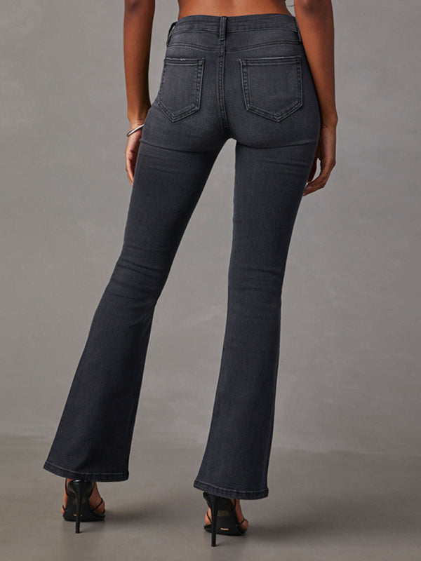 Retro Washed High Waist Flared Jeans