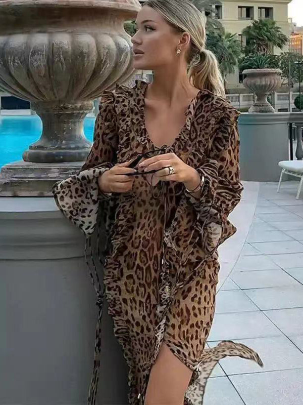 New sexy leopard print long dress
