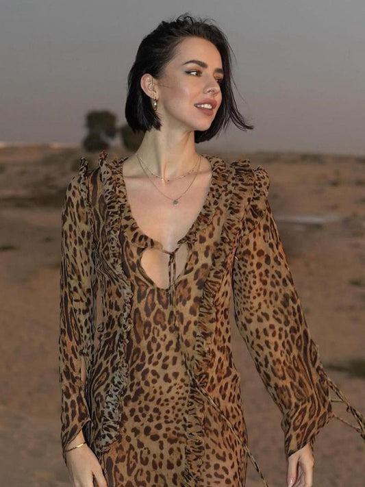 New sexy leopard print long dress