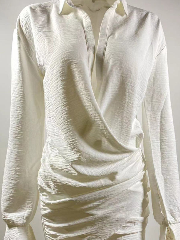 Long sleeve deep V dress