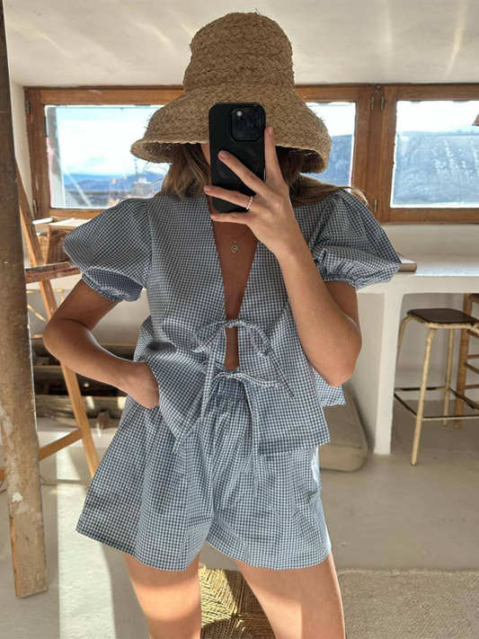 Casual Plaid Two-Piece Set