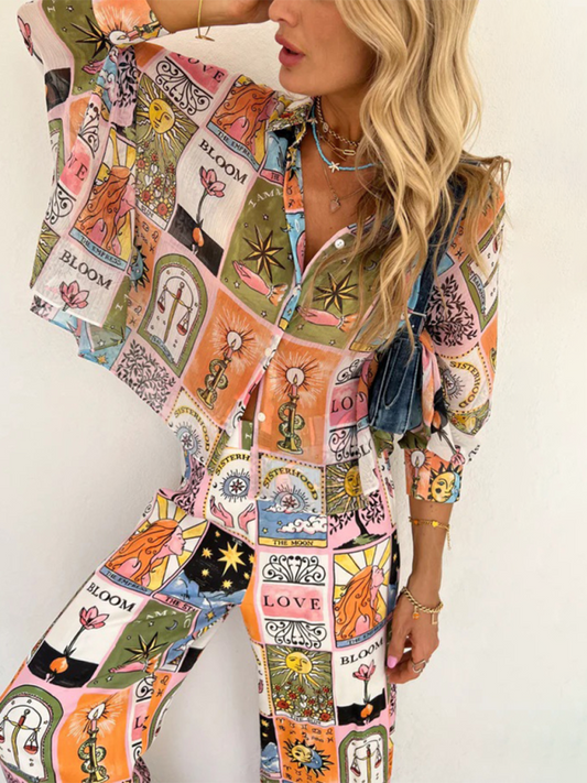 Chic Printed Lounge Suit Set