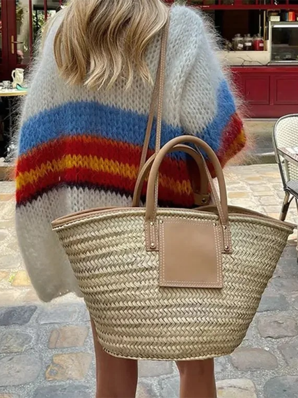 Contrast striped wool cardigan