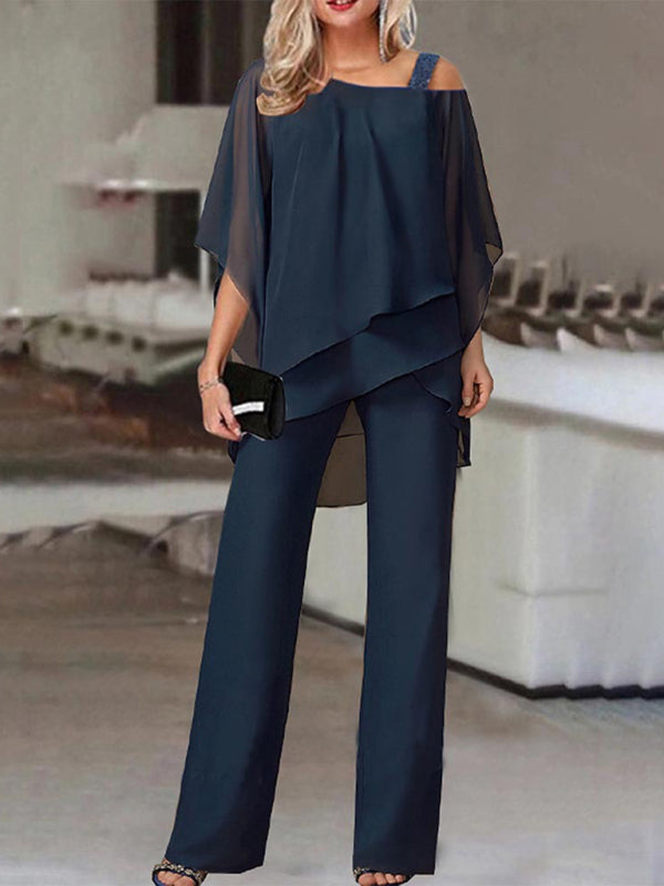 Bat sleeve jumpsuit two-piece suit